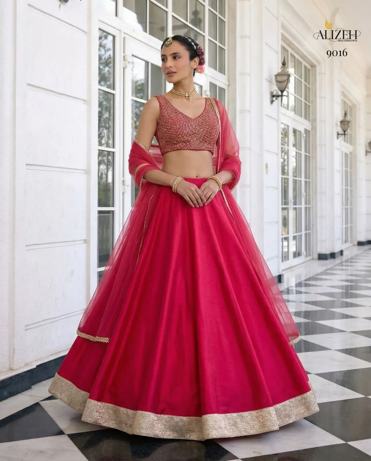 Alizeh 9014 To 9016 Vichitra Silk Fancy Embroidered Lehenga Choli Set