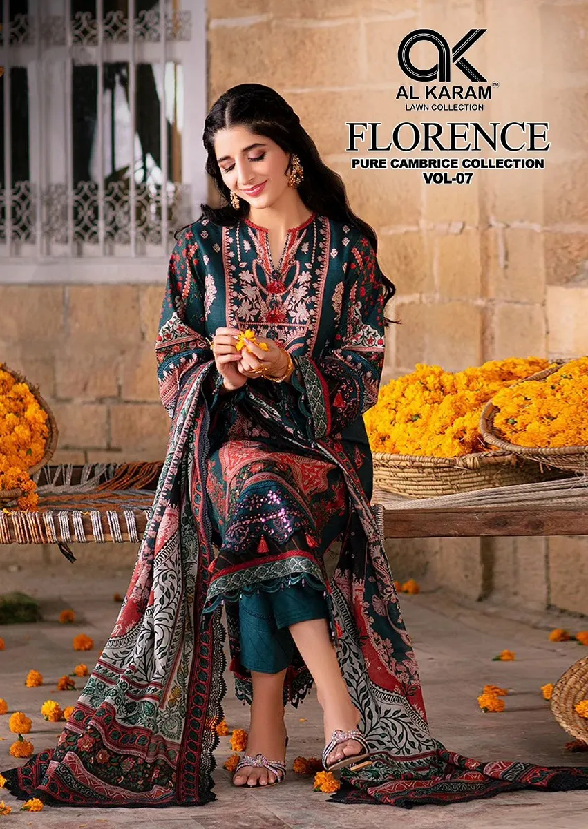 Alkaram Florence Vol 7 — Unstitched Dress Material Online, Alkaram wholesale from Surat — view 1