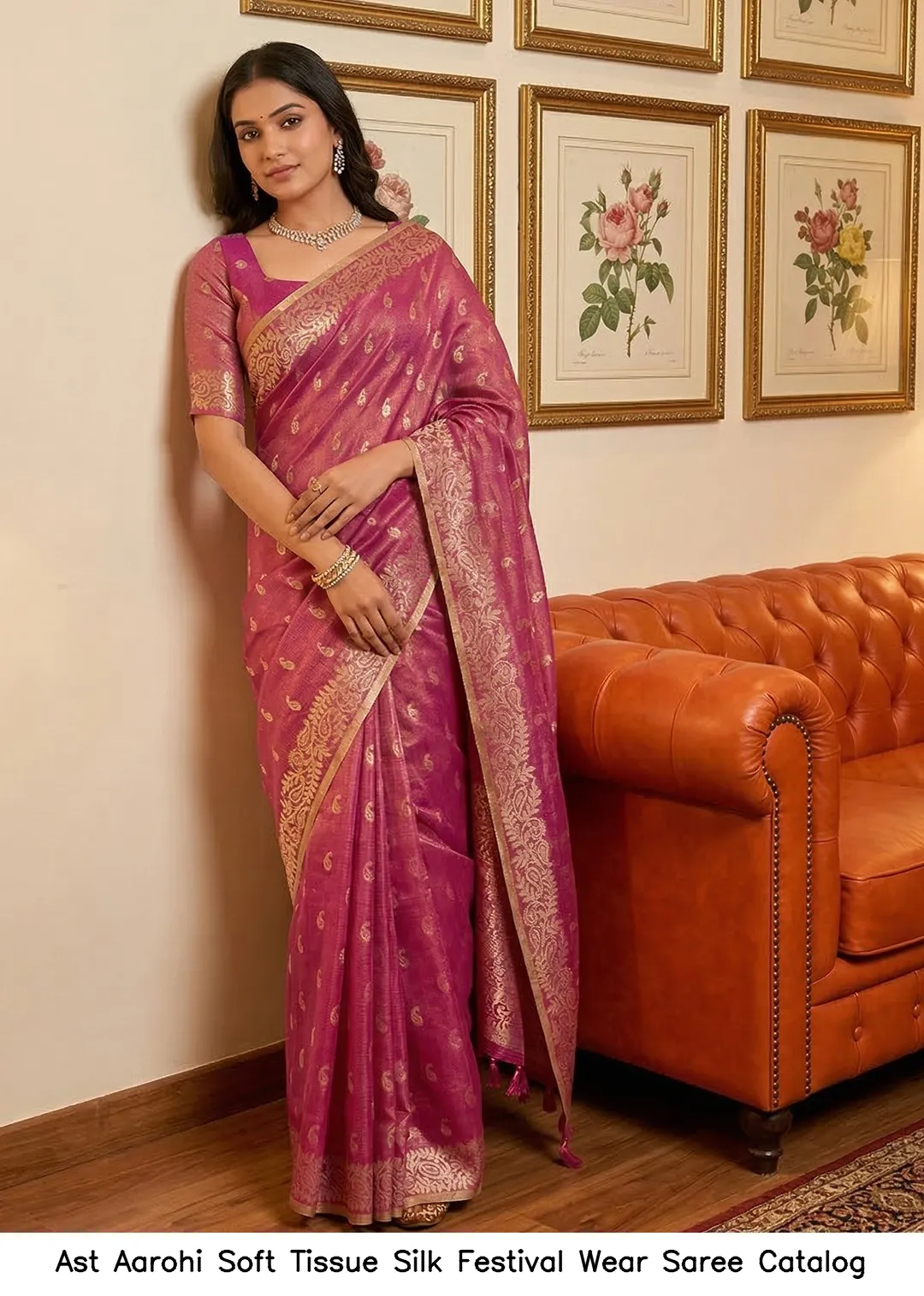 Ast Aarohi Soft Tissue Silk Festival Wear Saree Catalog — Wholesale Sarees, Vardan Ethnic wholesale from Surat - Gallery Image 2