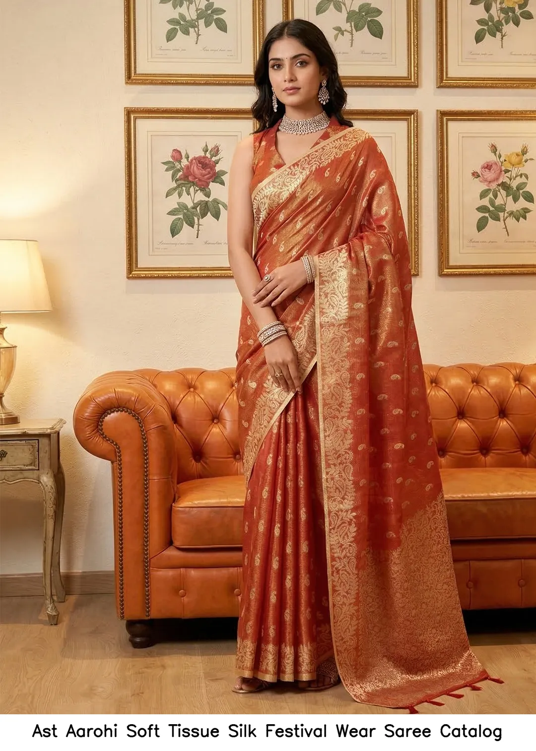 Ast Aarohi Soft Tissue Silk Festival Wear Saree Catalog — Wholesale Sarees, Vardan Ethnic wholesale from Surat - Gallery Image 4