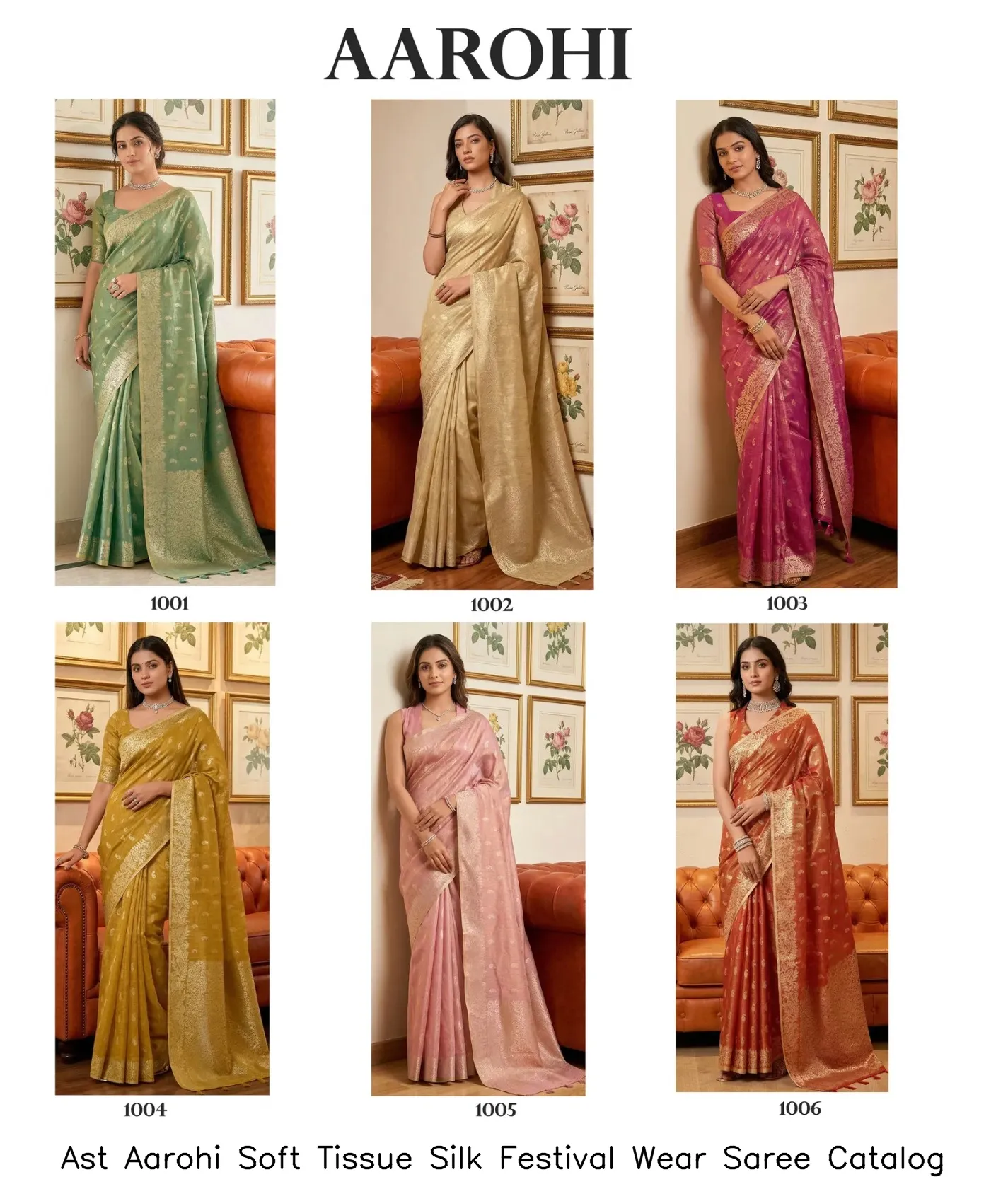 Ast Aarohi Soft Tissue Silk Festival Wear Saree Catalog — Wholesale Sarees, Vardan Ethnic wholesale from Surat - Gallery Image 5