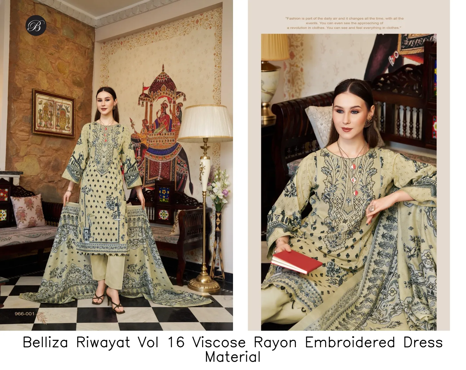 Belliza Riwayat Vol 16 Viscose Rayon Embroidered Dress Material — Wholesale Salwar Suits, Belliza wholesale from Surat — view 4