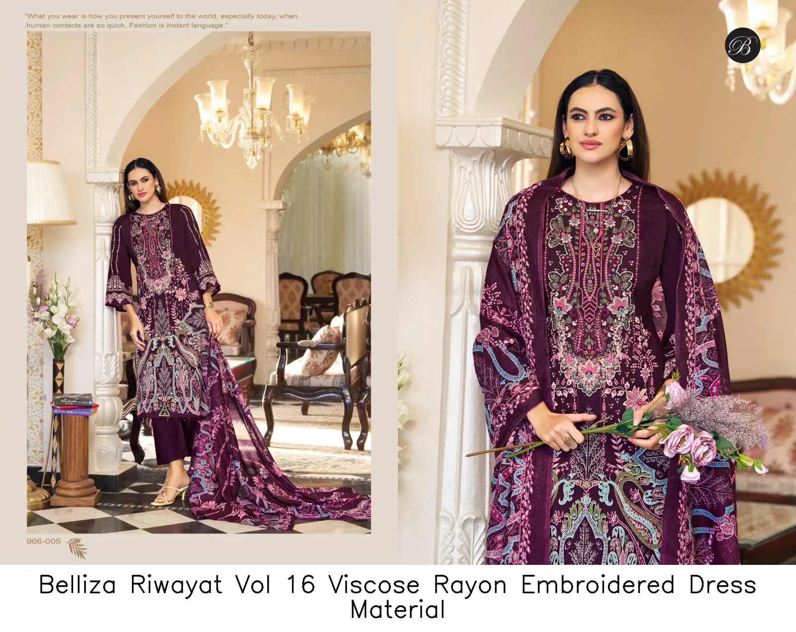 Belliza Riwayat Vol 16 Viscose Rayon Embroidered Dress Material — Wholesale Salwar Suits, Belliza wholesale from Surat — view 7