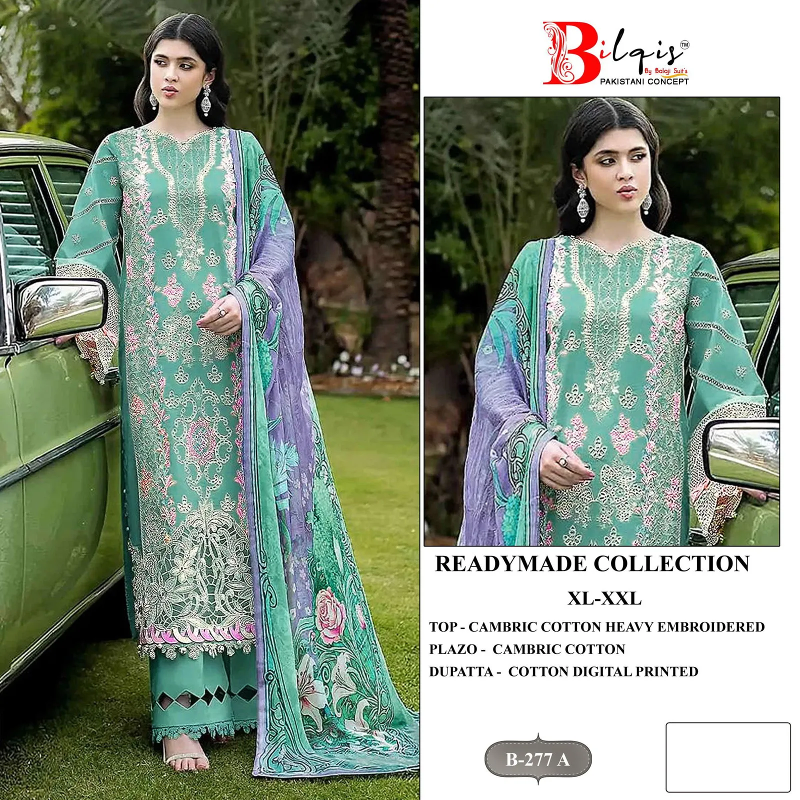 Bilqis B 277 A To D Cambric Cotton Lawn Embroidered Readymade Pakistani Suit