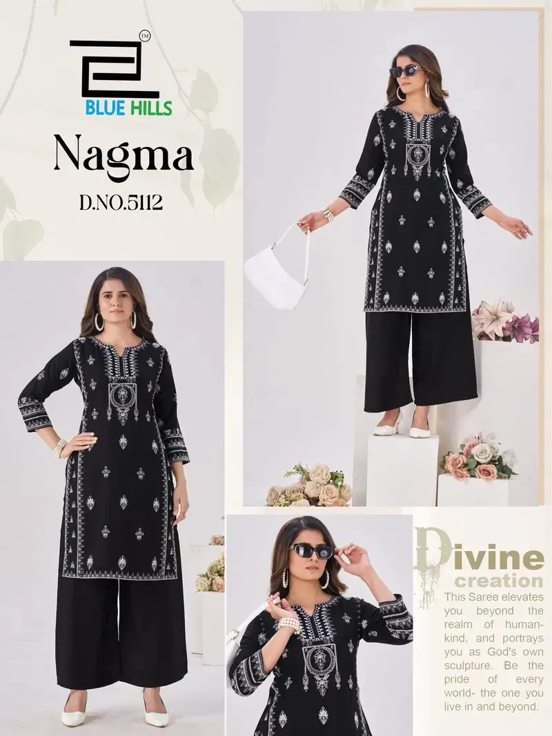 Blue Hills Nagma Rayon With Thread Embroidery Kurti With Dupatta Set