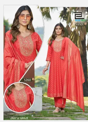 Blue Hills Sanju Plus Size Rayon Kurti Set With Bottom & Dupatta Set