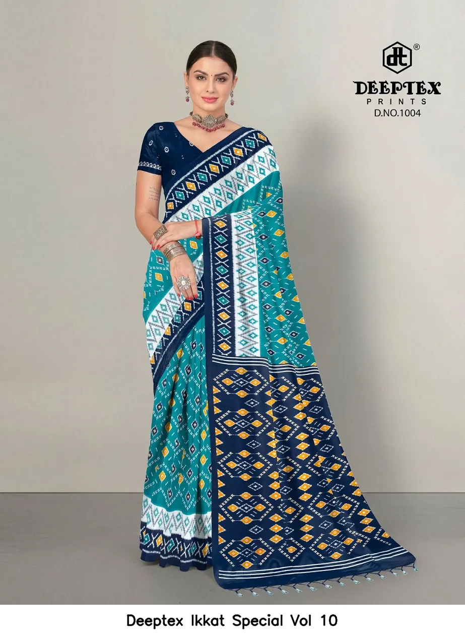 Deeptex Ikkat Special Vol 10 — Cotton Sarees Wholesale, Deeptex Prints wholesale from Surat — view 1