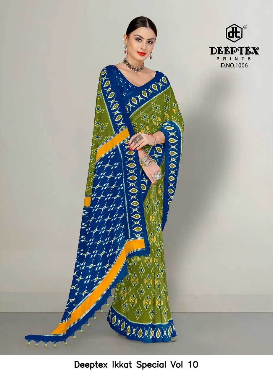 Deeptex Ikkat Special Vol 10 — Cotton Sarees Wholesale, Deeptex Prints wholesale from Surat - Gallery Image 4