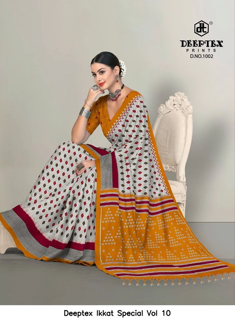 Deeptex Ikkat Special Vol 10 — Cotton Sarees Wholesale, Deeptex Prints wholesale from Surat - Gallery Image 5