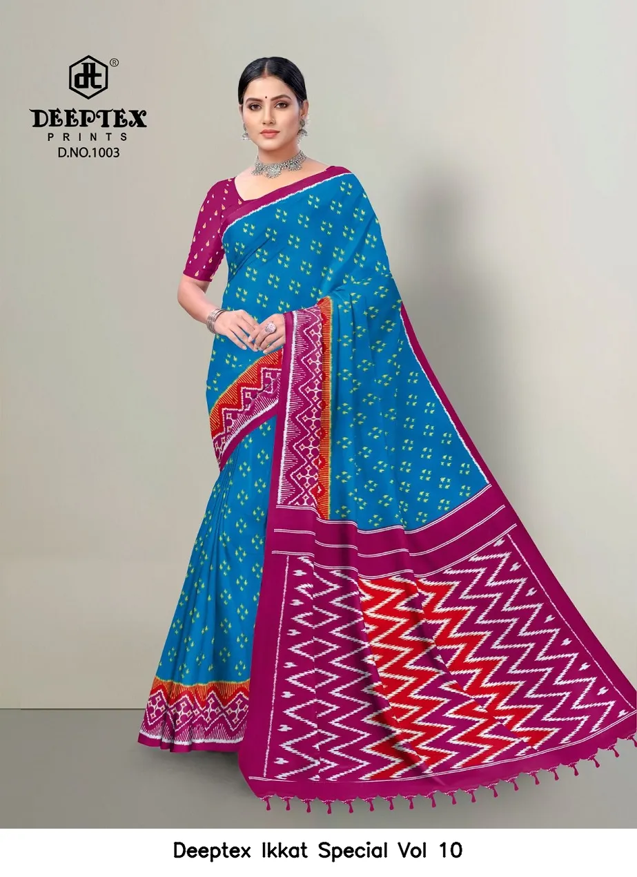 Deeptex Ikkat Special Vol 10 — Cotton Sarees Wholesale, Deeptex Prints wholesale from Surat - Gallery Image 6