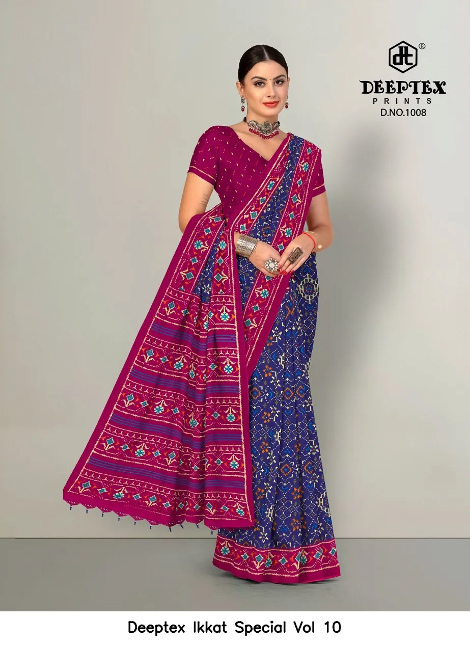 Deeptex Ikkat Special Vol 10 — Cotton Sarees Wholesale, Deeptex Prints wholesale from Surat - Gallery Image 7