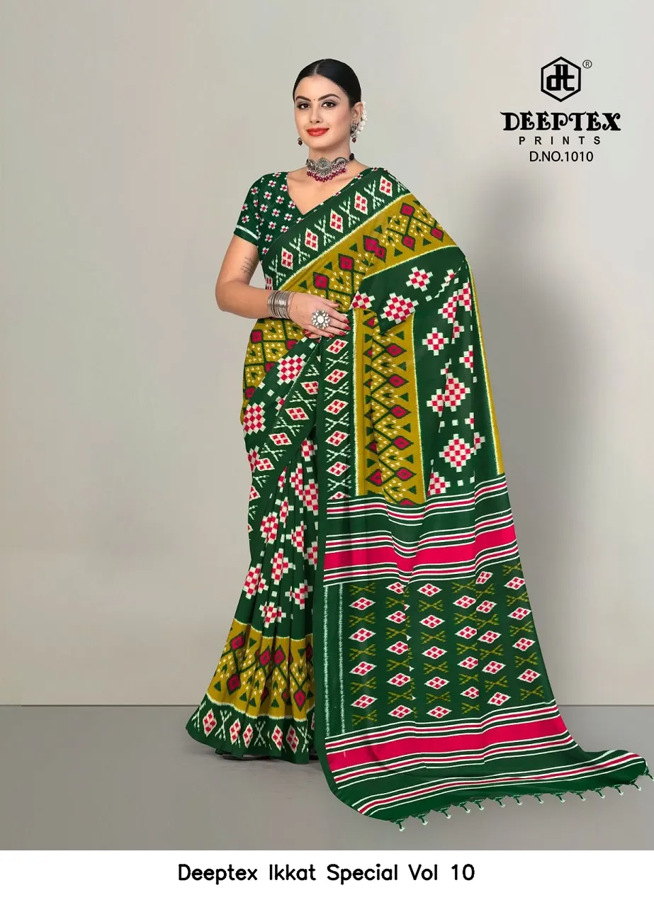 Deeptex Ikkat Special Vol 10 — Cotton Sarees Wholesale, Deeptex Prints wholesale from Surat - Gallery Image 8