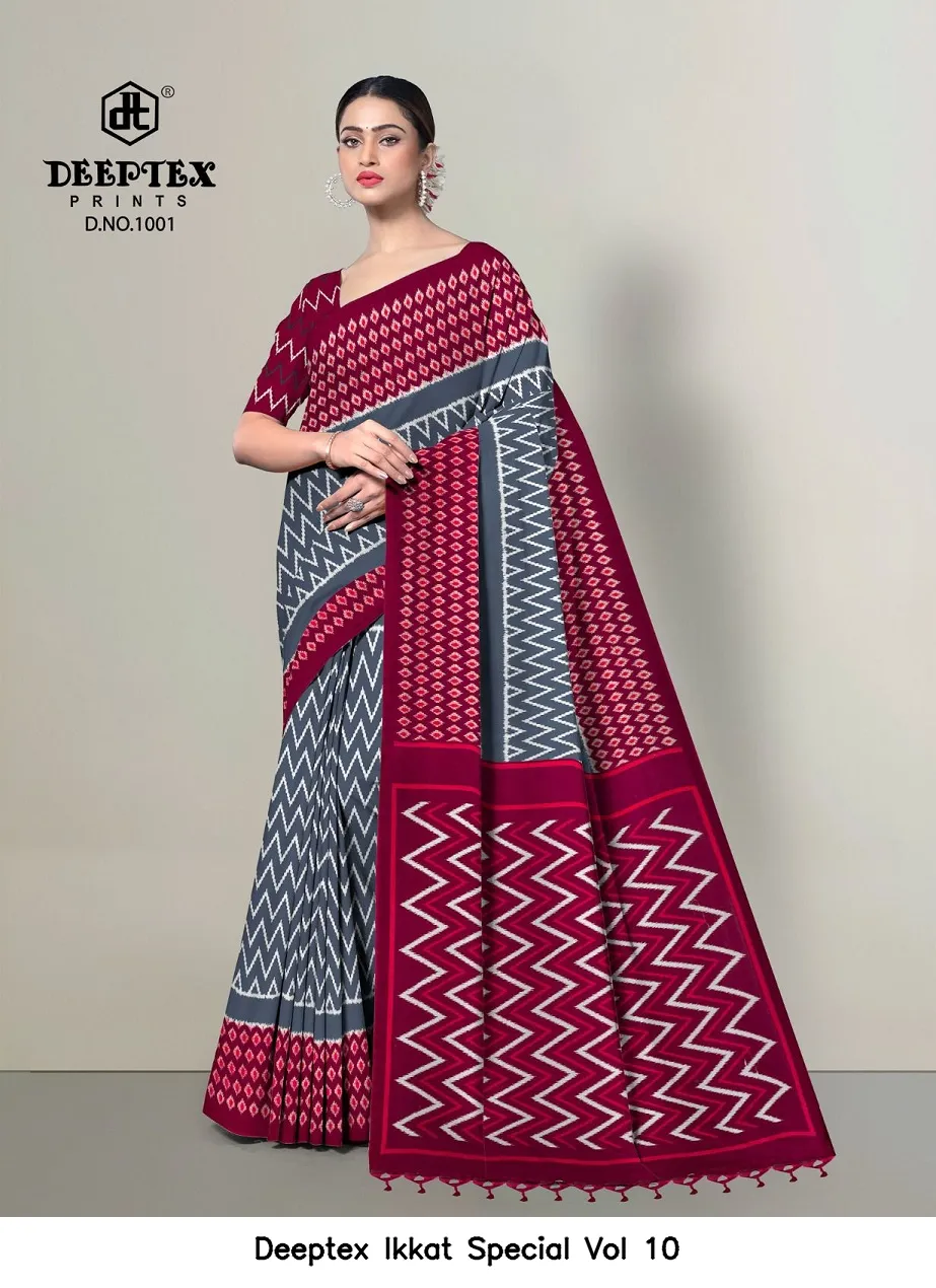 Deeptex Ikkat Special Vol 10 — Cotton Sarees Wholesale, Deeptex Prints wholesale from Surat - Gallery Image 9