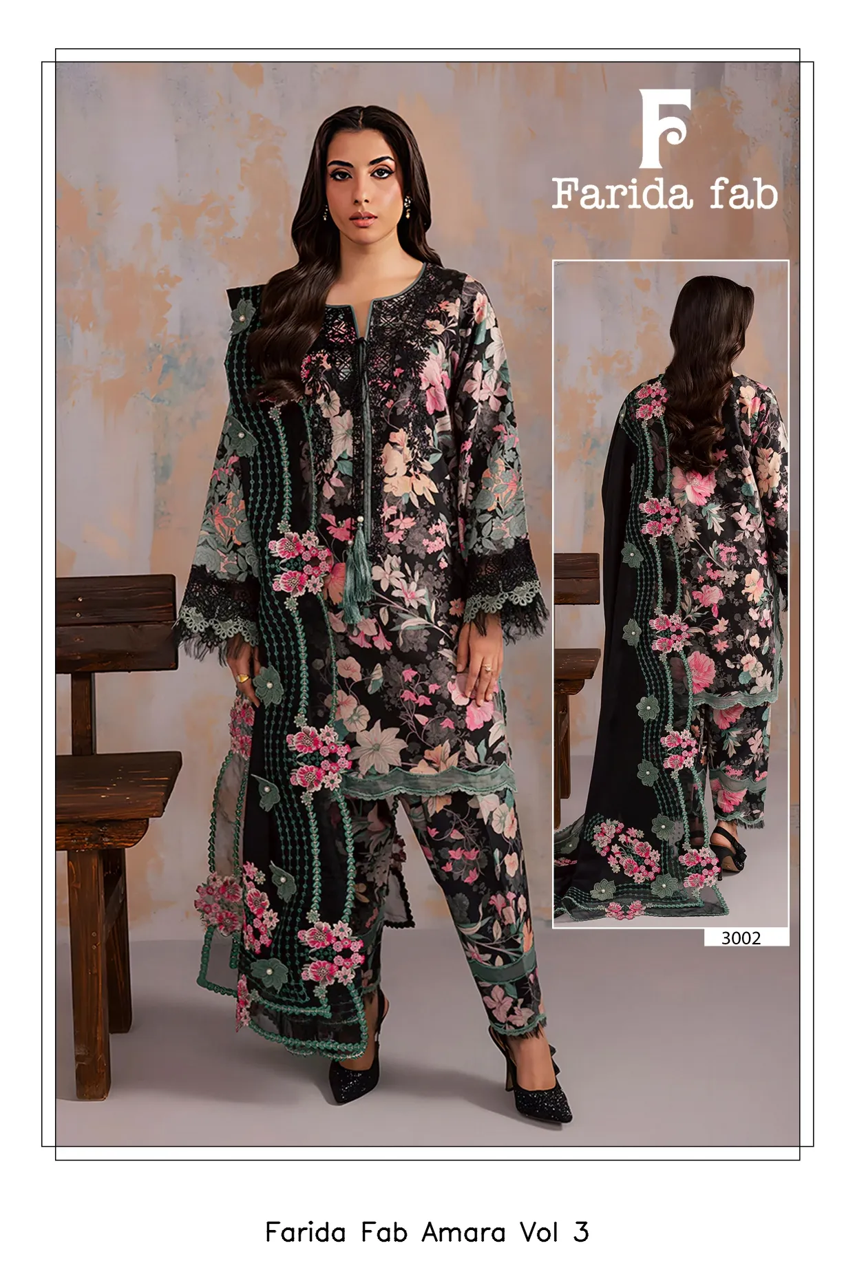 Farida Fab Amara Vol 3 — Unstitched Suits, Farida wholesale from Surat — view 3