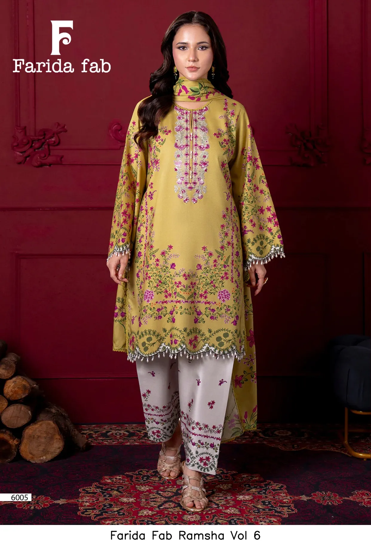 Farida Fab Ramsha Vol 6 — Unstitched Suits, Farida wholesale from Surat — view 4