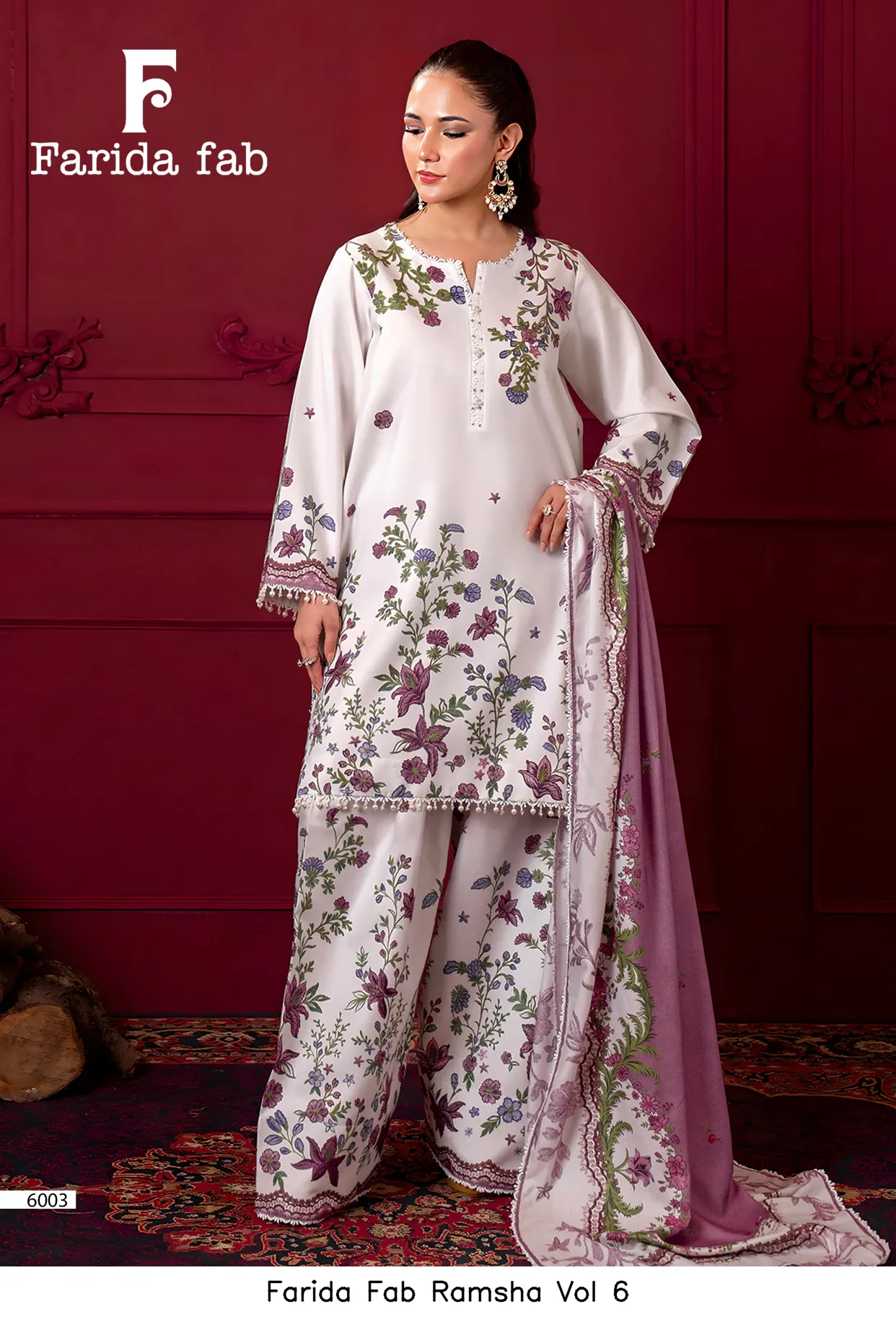 Farida Fab Ramsha Vol 6 — Unstitched Suits, Farida wholesale from Surat — view 5