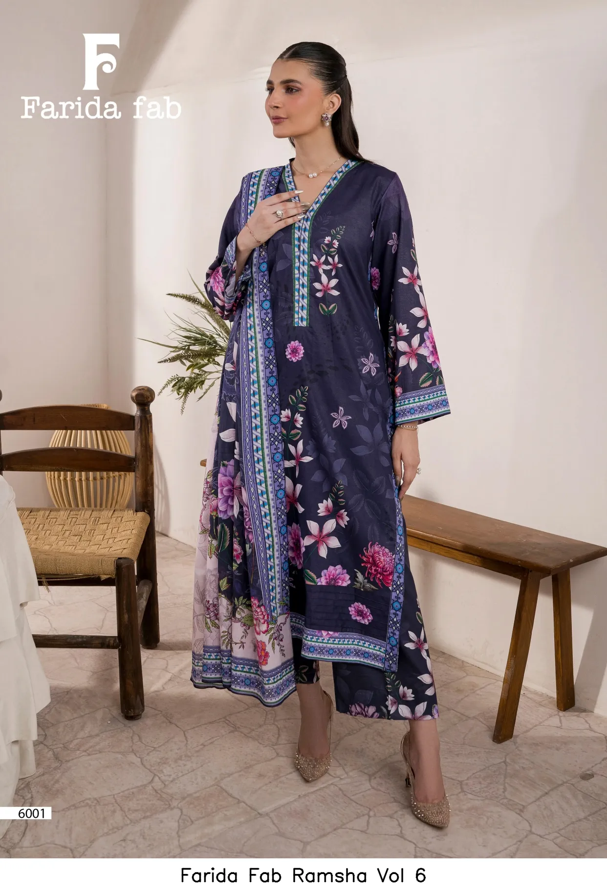 Farida Fab Ramsha Vol 6 — Unstitched Suits, Farida wholesale from Surat — view 6