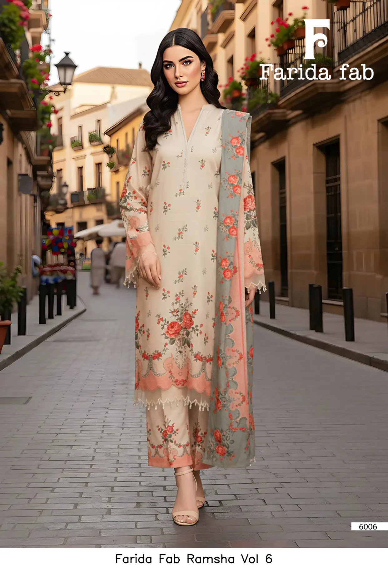 Farida Fab Ramsha Vol 6 — Unstitched Suits, Farida wholesale from Surat — view 8