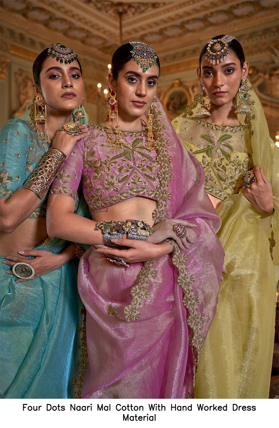 Four Dots Naari Mal Cotton With Hand Worked Dress Material