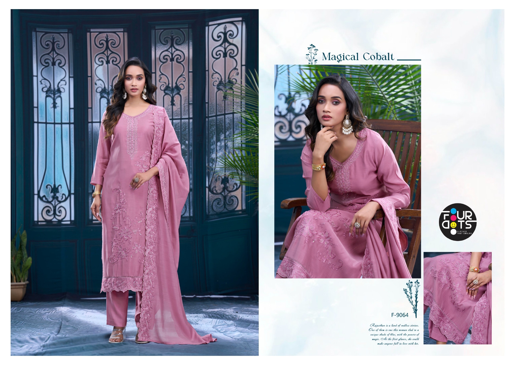 Four Dots Naari Mal Cotton With Hand Worked Dress Material — Wholesale Salwar Suits, Four Dots wholesale from Surat — view 4