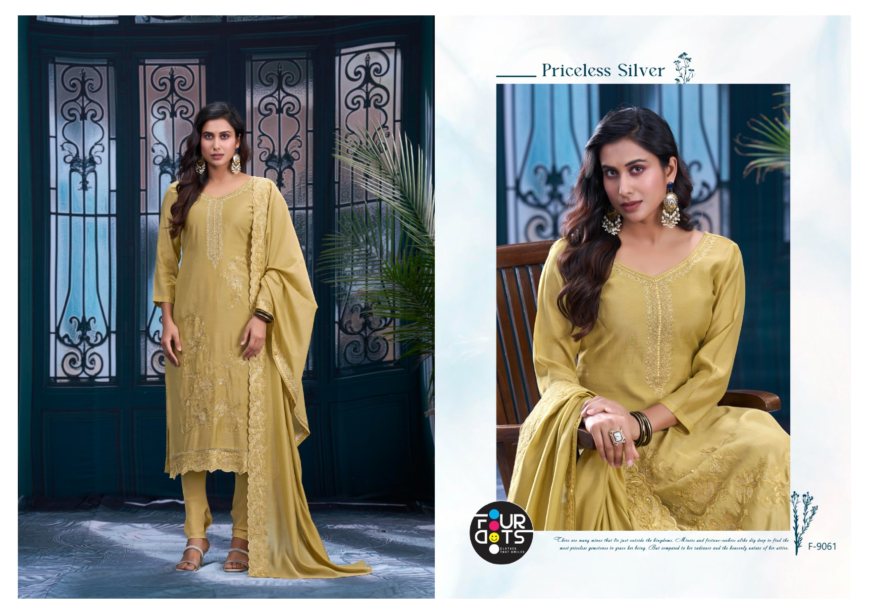 Four Dots Naari Mal Cotton With Hand Worked Dress Material — Wholesale Salwar Suits, Four Dots wholesale from Surat — view 3