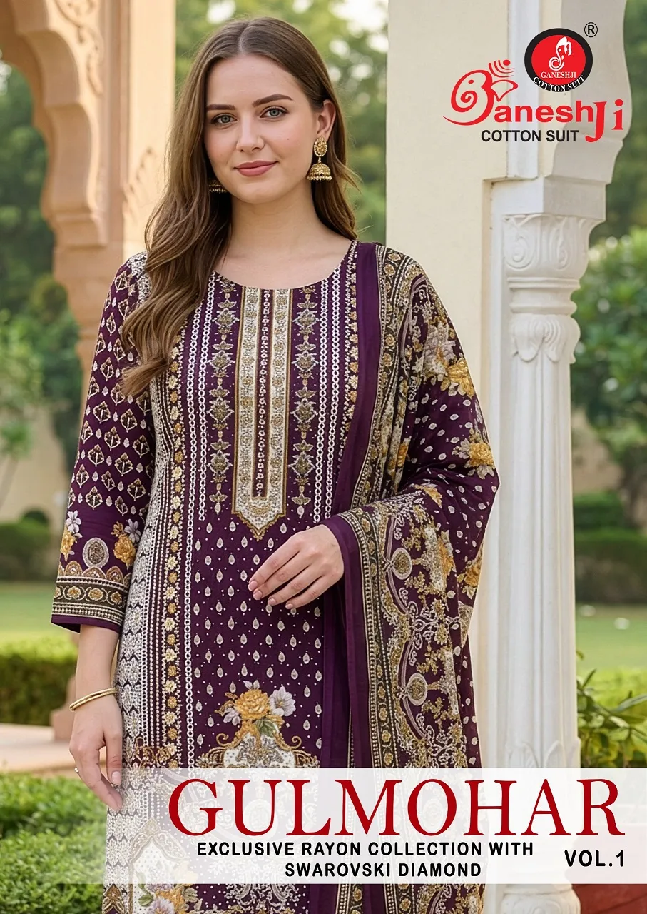 Ganeshji Gulmohar Vol 1 — Unstitched Dress Material Online, Ganeshji wholesale from Surat — view 1