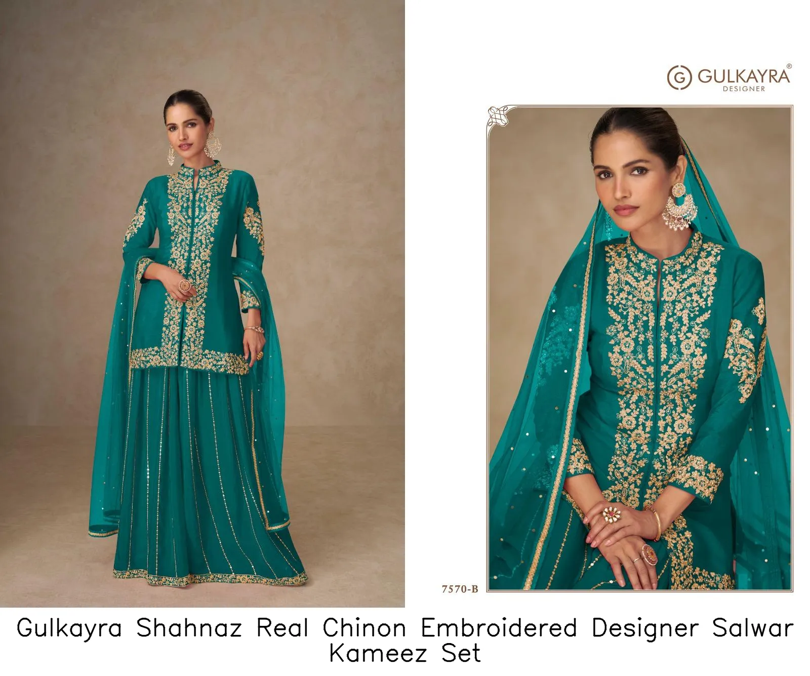Gulkayra Shahnaz Real Chinon Embroidered Designer Salwar Kameez Set — Wholesale Partywear Salwar Suits, Gulkayra wholesale from Surat — view 2