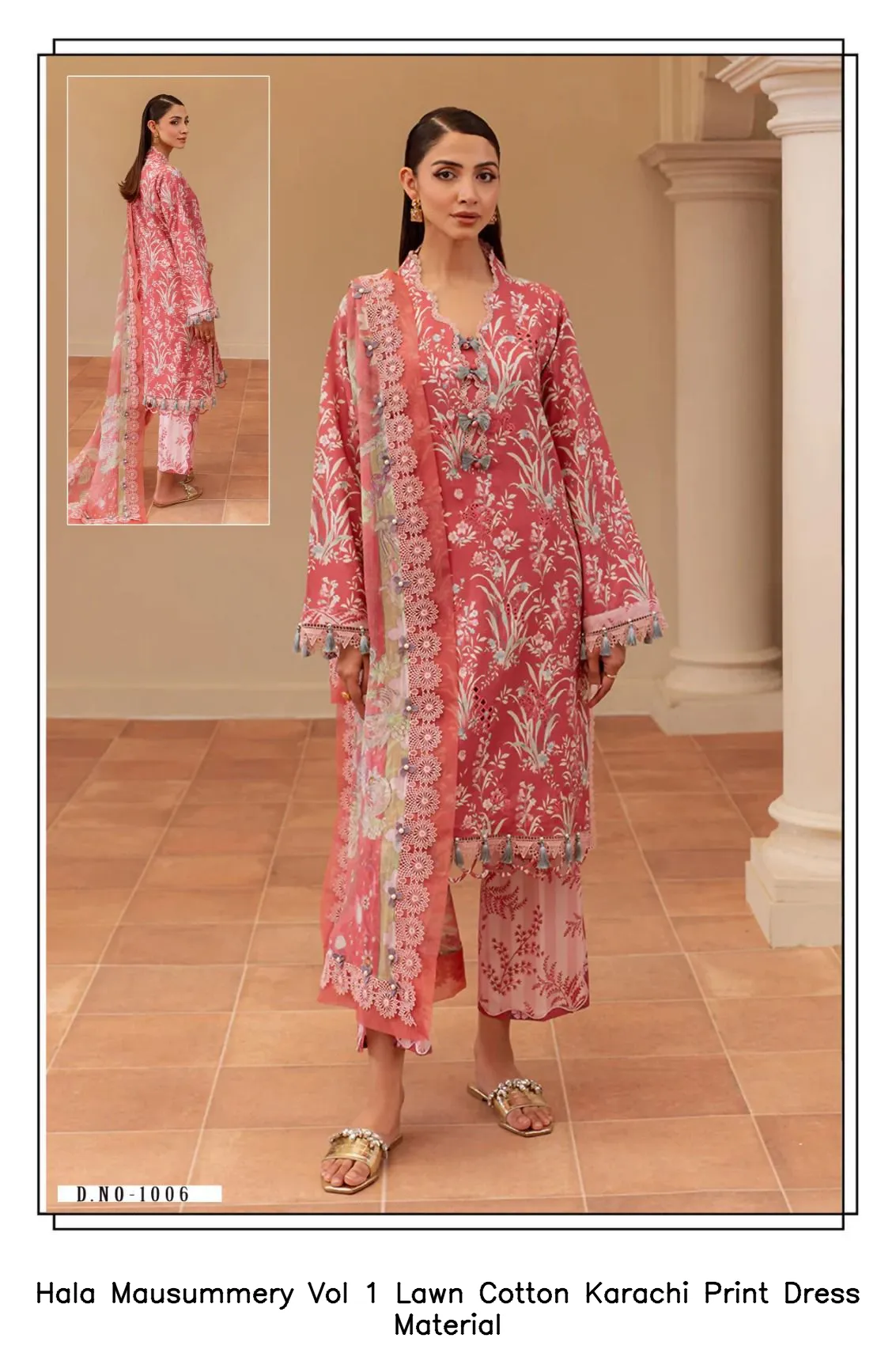 Hala Mausummery Vol 1 Lawn Cotton Karachi Print Dress Material — Wholesale Pakistani Suits, Hala wholesale from Surat — view 3