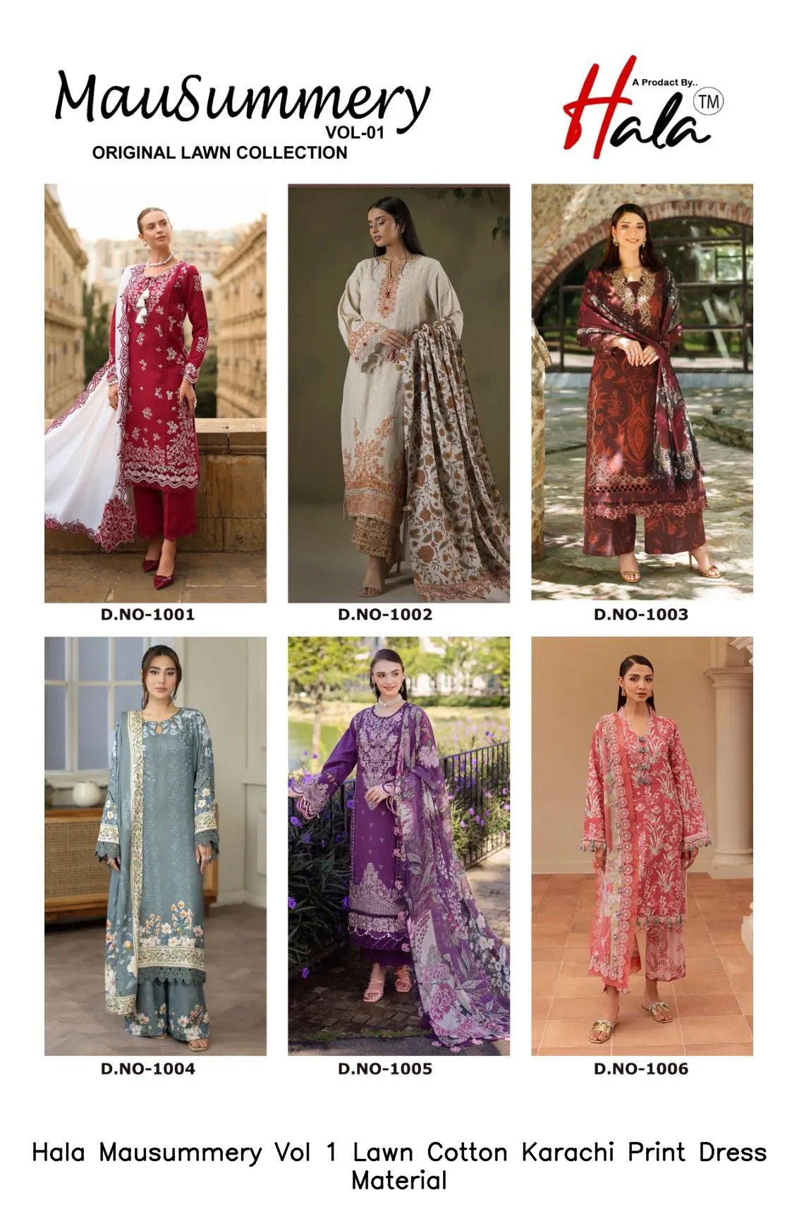 Hala Mausummery Vol 1 Lawn Cotton Karachi Print Dress Material — Wholesale Pakistani Suits, Hala wholesale from Surat — view 4