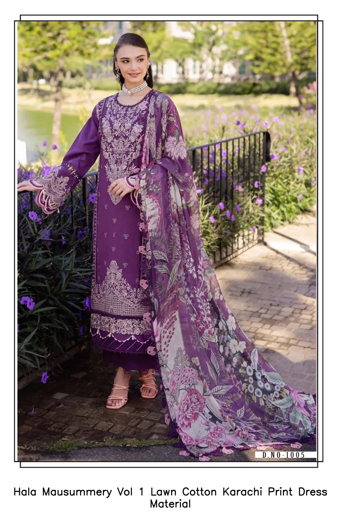 Hala Mausummery Vol 1 Lawn Cotton Karachi Print Dress Material — Wholesale Pakistani Suits, Hala wholesale from Surat — view 6
