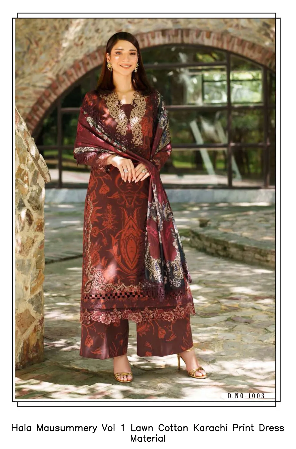 Hala Mausummery Vol 1 Lawn Cotton Karachi Print Dress Material — Wholesale Pakistani Suits, Hala wholesale from Surat — view 7