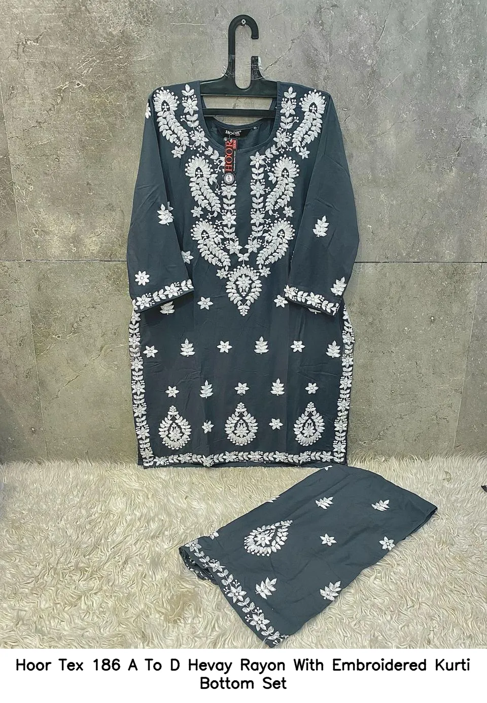 Hoor Tex 186 A To D Hevay Rayon With Embroidered Kurti Bottom Set — Wholesale Readymade Pakistani Suits, hoor Tex wholesale from Surat — view 9