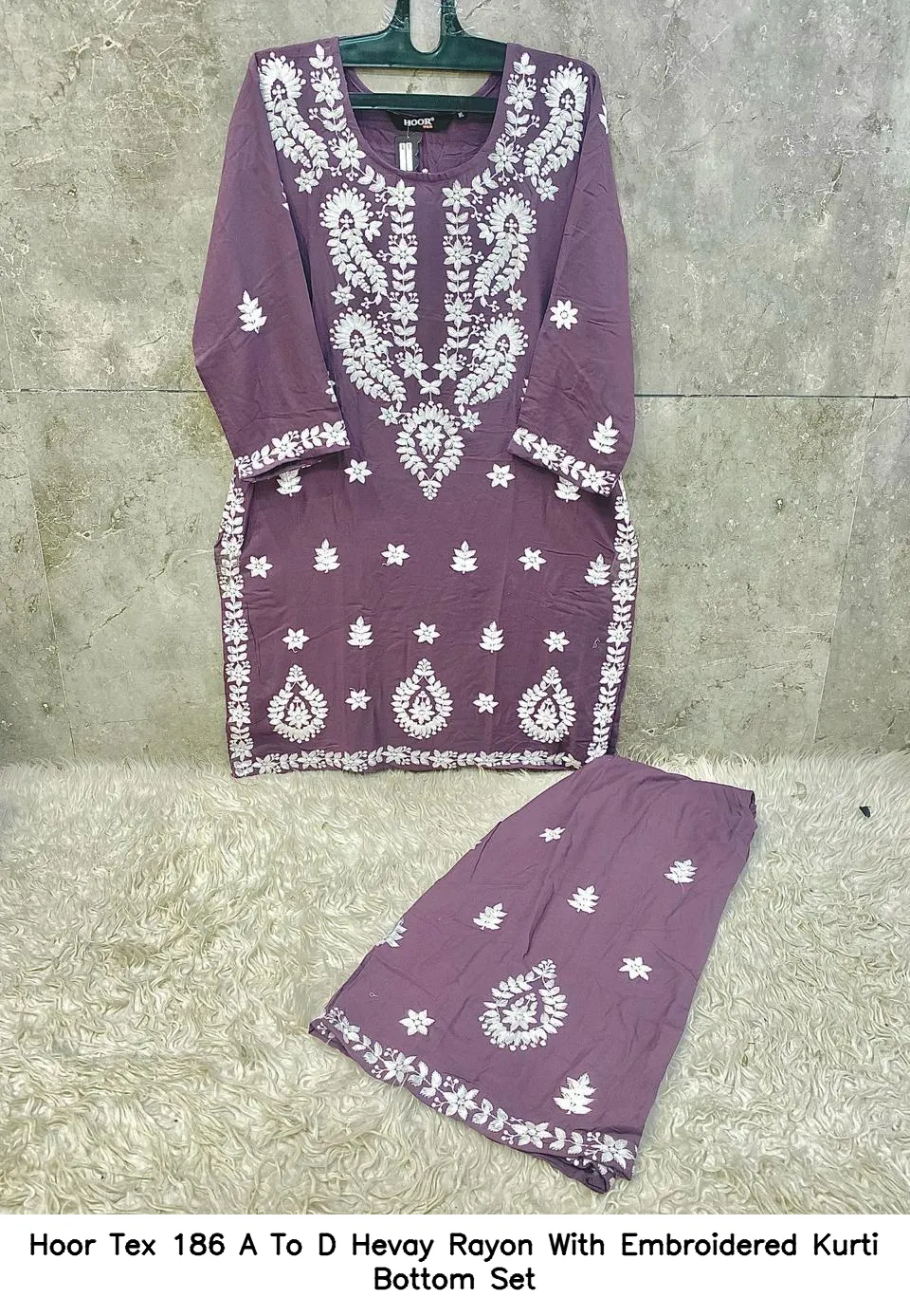 Hoor Tex 186 A To D Hevay Rayon With Embroidered Kurti Bottom Set — Wholesale Readymade Pakistani Suits, hoor Tex wholesale from Surat — view 2