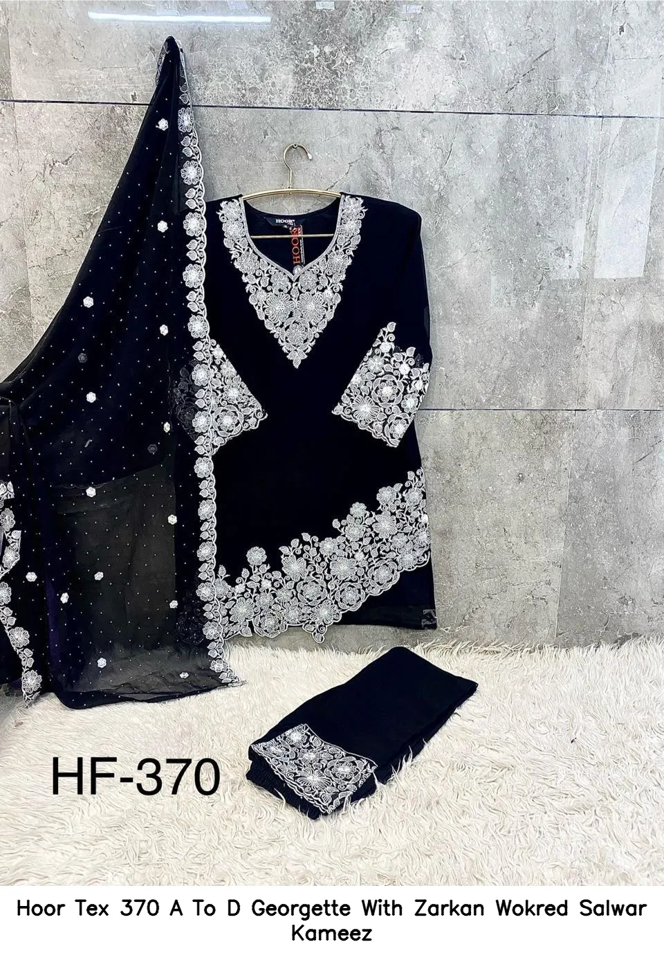 Hoor Tex 370 A To D Georgette With Zarkan Wokred Salwar Kameez — Wholesale Readymade Pakistani Suits, hoor Tex wholesale from Surat — view 2