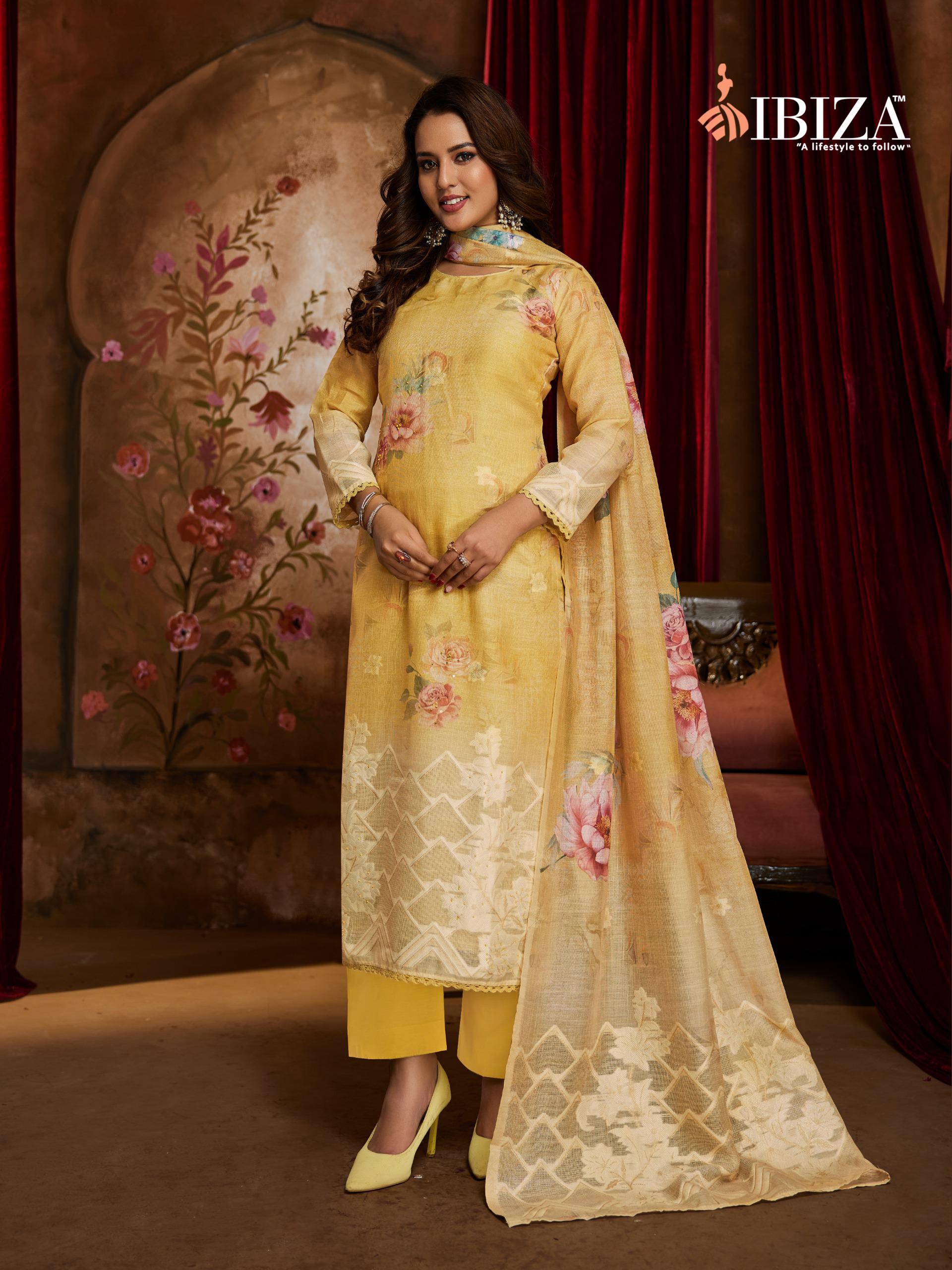 Ibiza Lime Light Pure Linen Designer Salwar Kameez Suit - Image 6