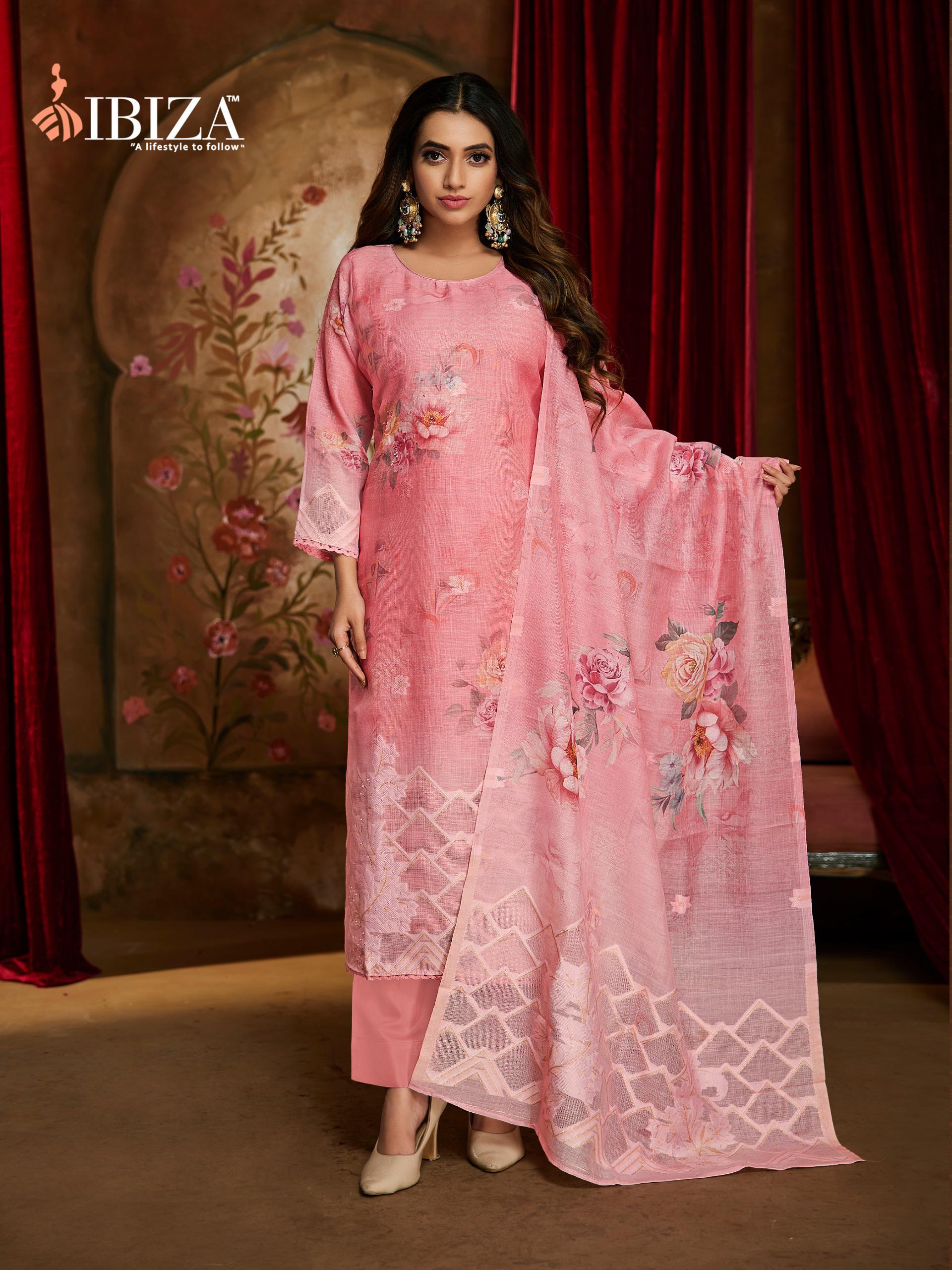 Ibiza Lime Light Pure Linen Designer Salwar Kameez Suit - Image 3