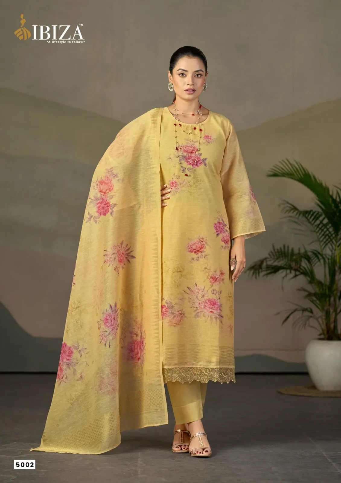 Ibiza Olivine Pure Linen Jacquard Digital Printed Unstitched  Salwar Suit