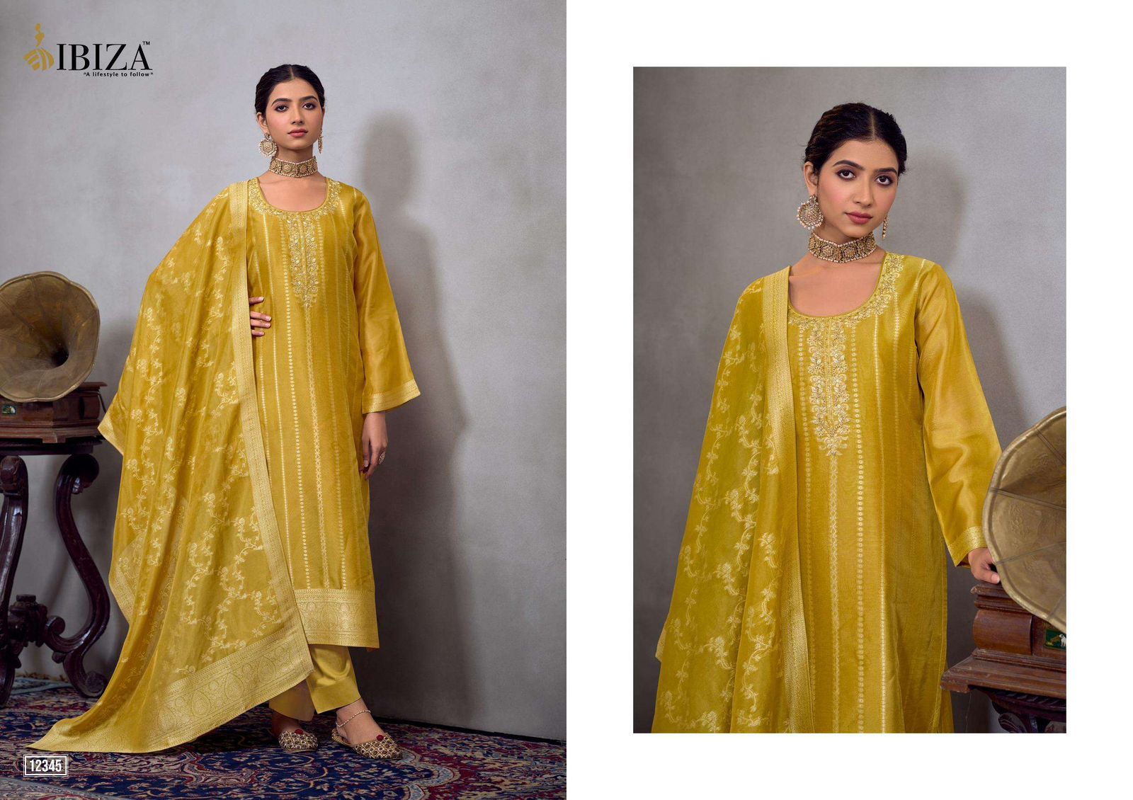 biza Saawariya Kosa Silk Jacquard Handwork Salwar Kameez Set — Wholesale Salwar Suits, Ibiza wholesale from Surat — view 5