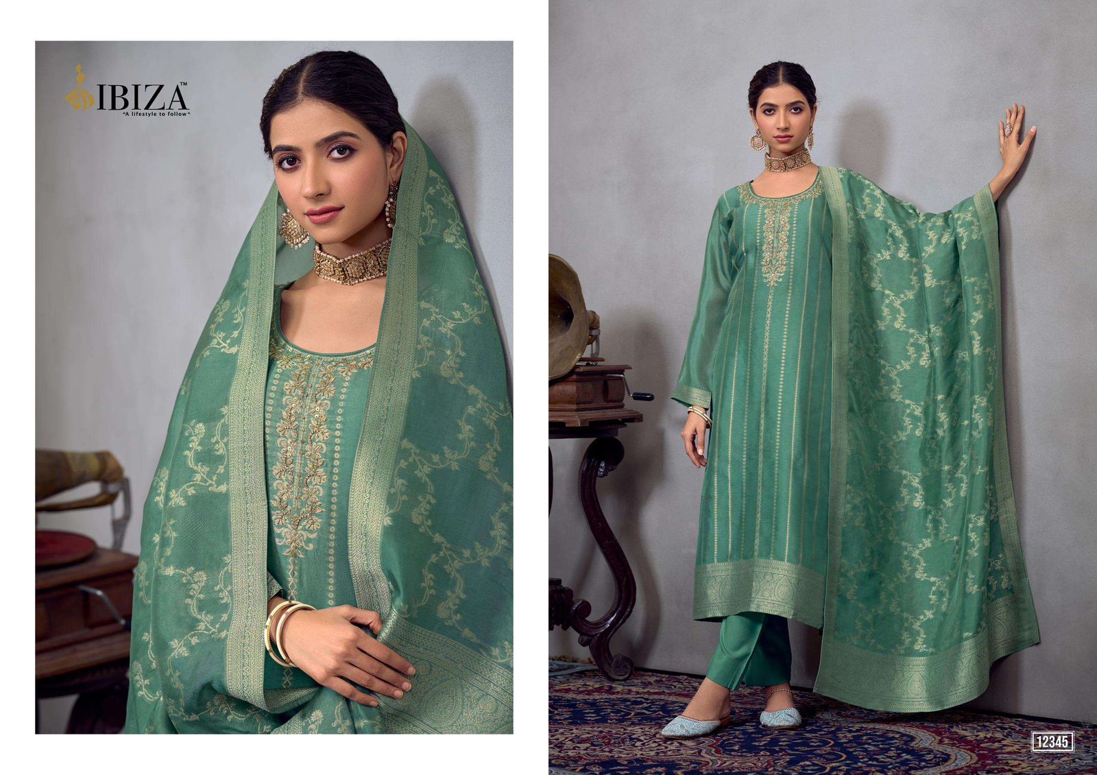 biza Saawariya Kosa Silk Jacquard Handwork Salwar Kameez Set — Wholesale Salwar Suits, Ibiza wholesale from Surat — view 7