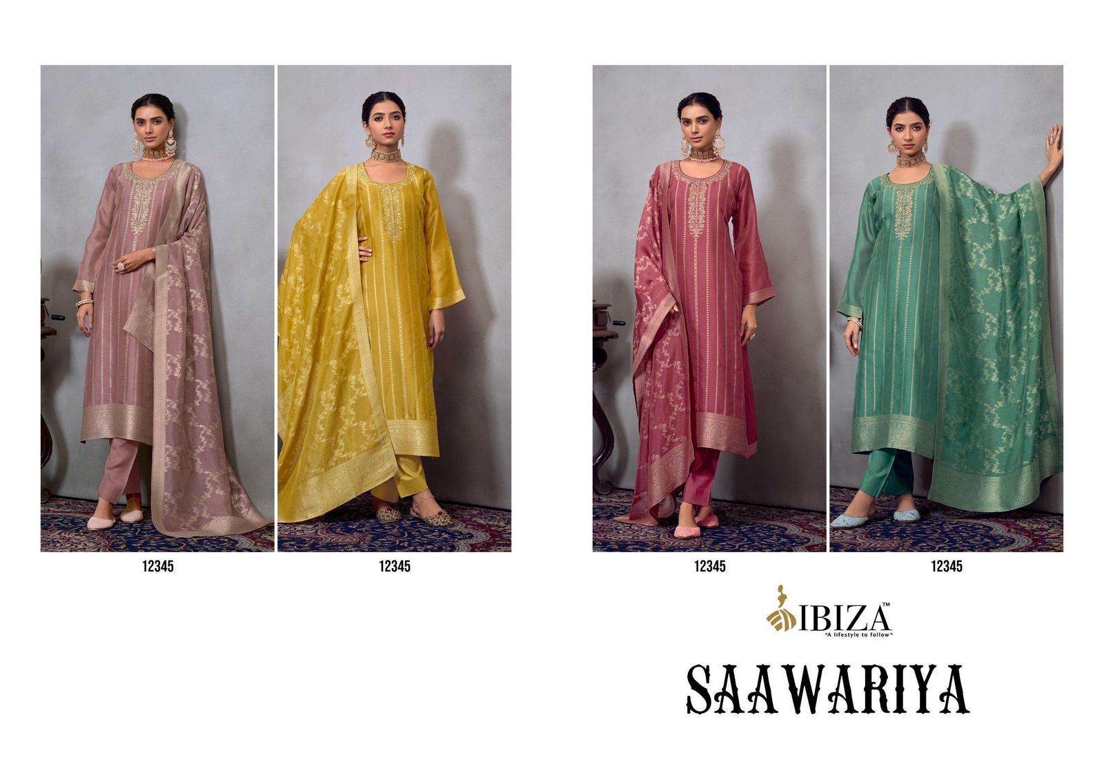 biza Saawariya Kosa Silk Jacquard Handwork Salwar Kameez Set — Wholesale Salwar Suits, Ibiza wholesale from Surat — view 4