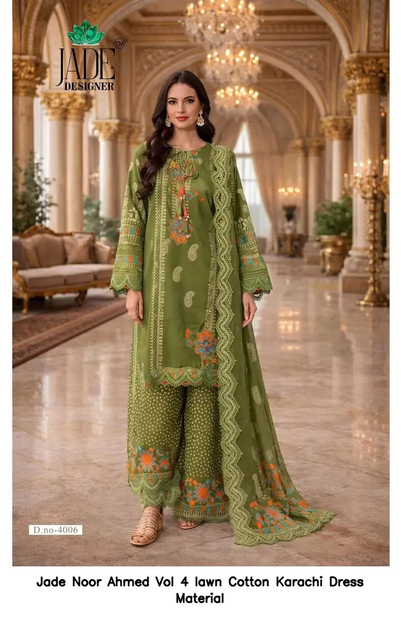 Jade Noor Ahmed Vol 4 lawn Cotton Karachi Dress Material — Wholesale Pakistani Suits, Jade wholesale from Surat — view 2