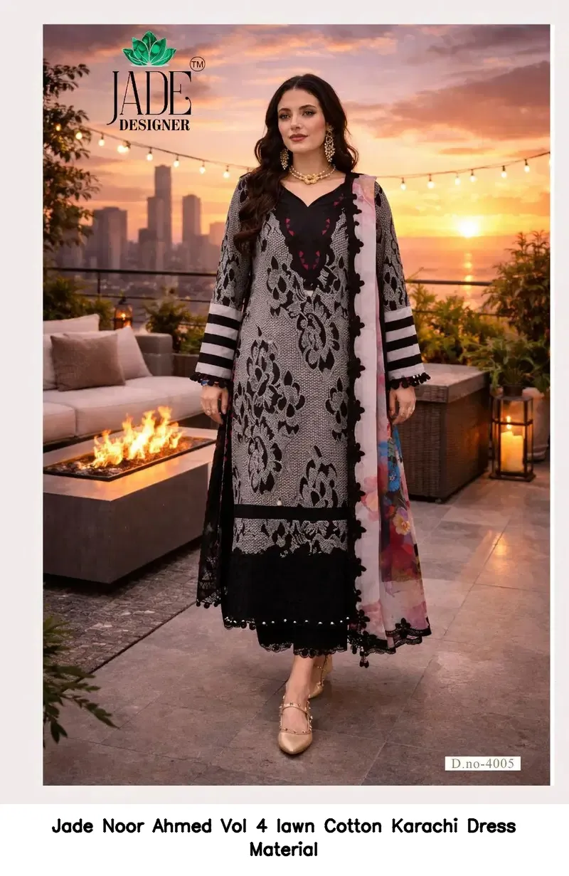 Jade Noor Ahmed Vol 4 lawn Cotton Karachi Dress Material — Wholesale Pakistani Suits, Jade wholesale from Surat — view 3
