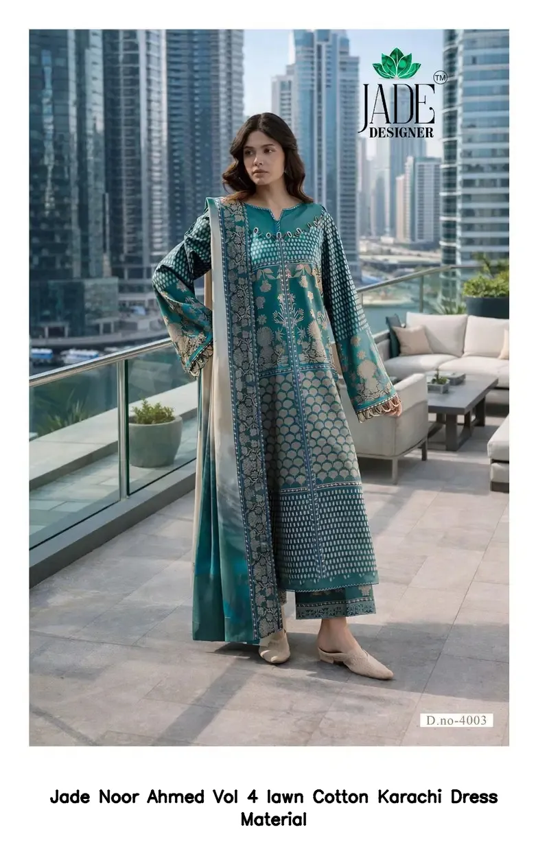 Jade Noor Ahmed Vol 4 lawn Cotton Karachi Dress Material — Wholesale Pakistani Suits, Jade wholesale from Surat — view 5