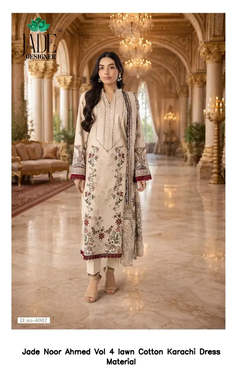 Jade Noor Ahmed Vol 4 lawn Cotton Karachi Dress Material — Wholesale Pakistani Suits, Jade wholesale from Surat — view 6