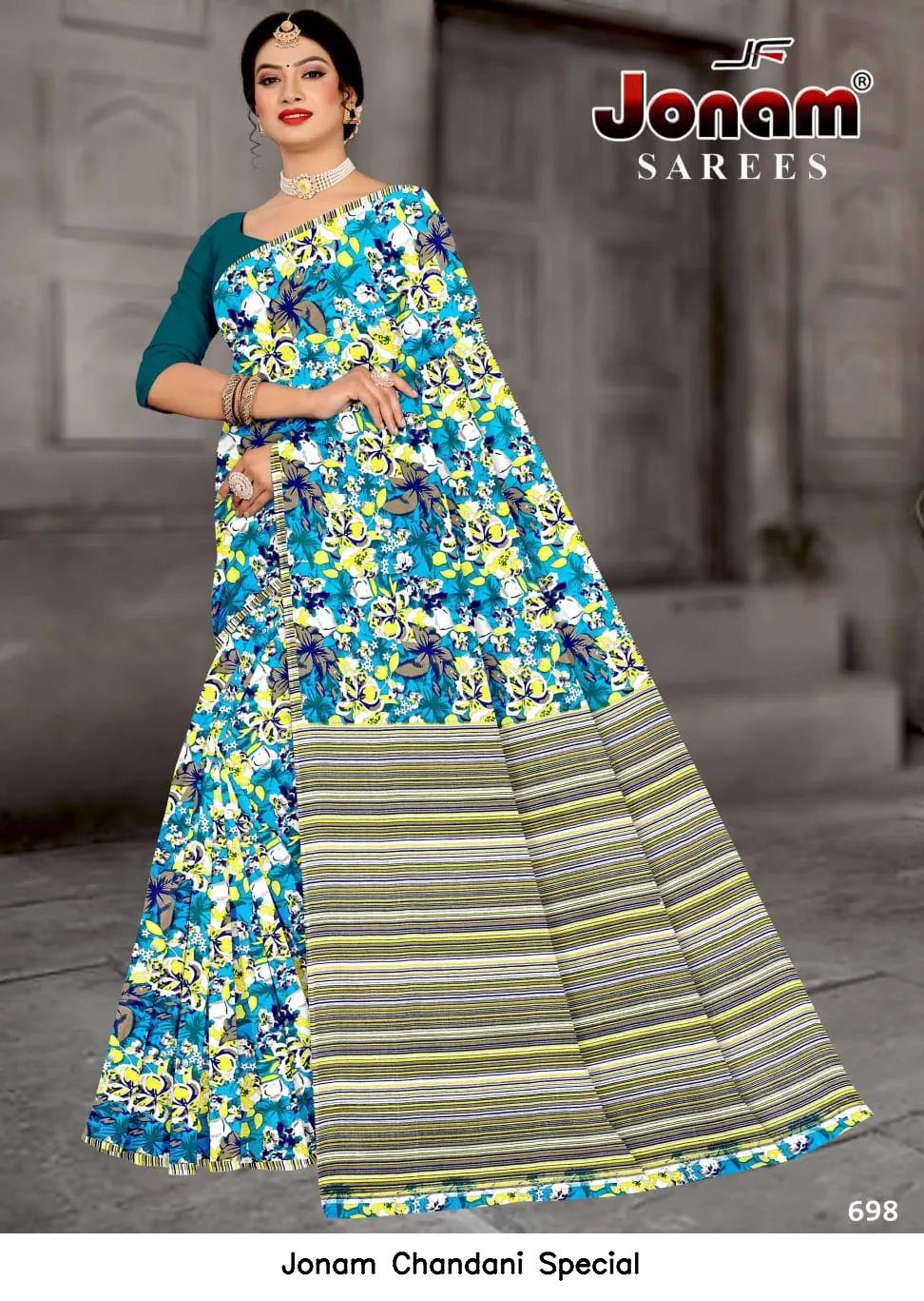 Jonam Chandani Special — Cotton Sarees Wholesale, Jonam wholesale from Surat — view 3