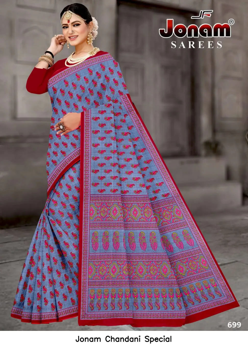 Jonam Chandani Special — Cotton Sarees Wholesale, Jonam wholesale from Surat — view 5