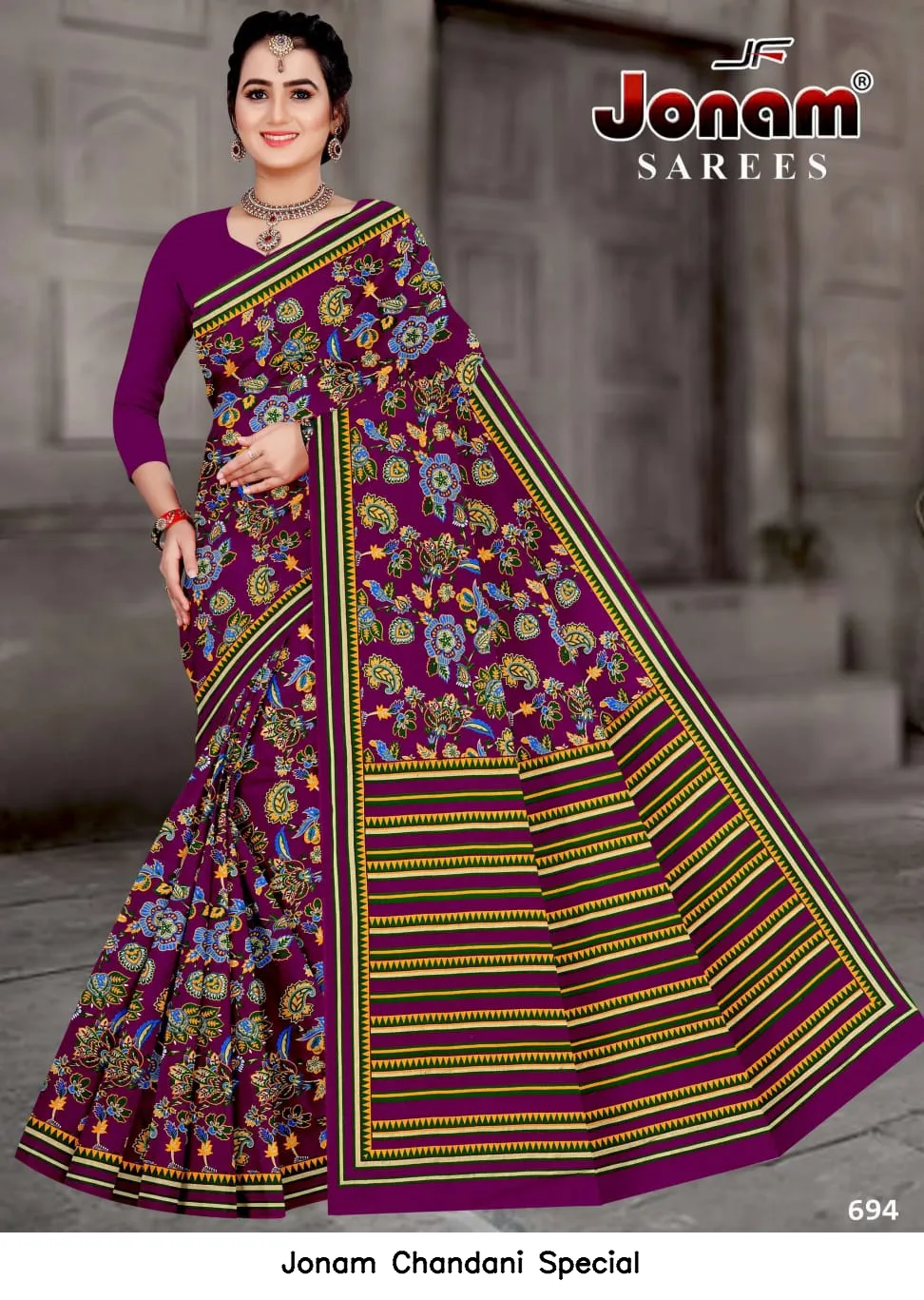 Jonam Chandani Special — Cotton Sarees Wholesale, Jonam wholesale from Surat — view 9