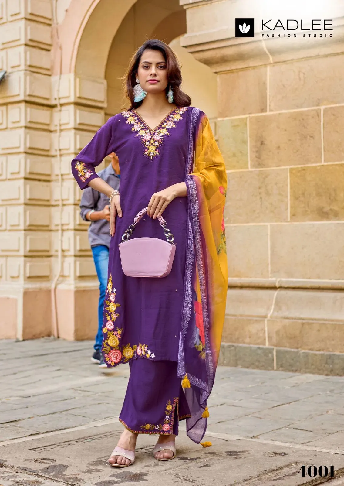 Kadlee Vaari Viscose Weaving With Handworked Kurti With Bottom Dupatta Set — Wholesale Festival Salwar Suits, Kadlee wholesale from Surat — view 1