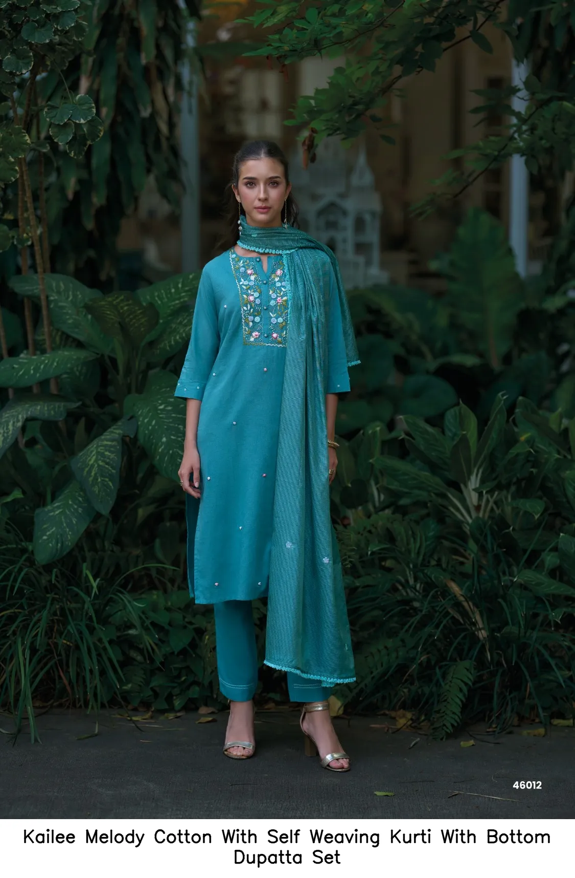 Kailee Melody Cotton With Self Weaving Kurti With Bottom Dupatta Set — Wholesale Salwar Suits, Kailee Fashion wholesale from Surat - Gallery Image 3