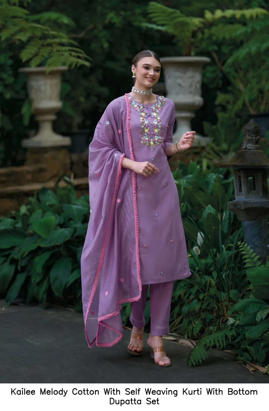 Kailee Melody Cotton With Self Weaving Kurti With Bottom Dupatta Set — Wholesale Salwar Suits, Kailee Fashion wholesale from Surat - Gallery Image 5